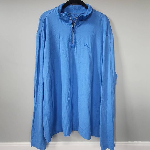 Tommy Bahama Other - Tommy Bahama Logo Mens XL 1/4 Zip Pullover Shirt Blue Long Sleeve Modal Blend